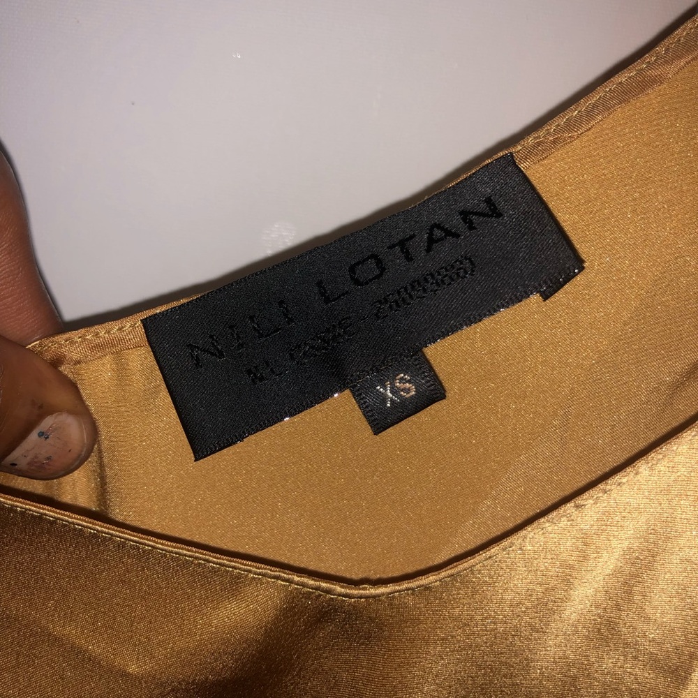 Nili Lotan Metallic Gold Satin Tank Top